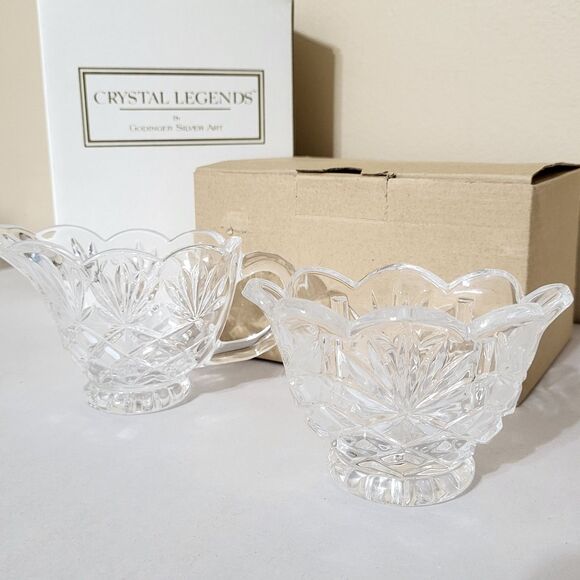 GODINGER Shannon Crystal Sugar Bowl And Creamer Set Scalloped- Missing Sugar Lid - Picture 1 of 6